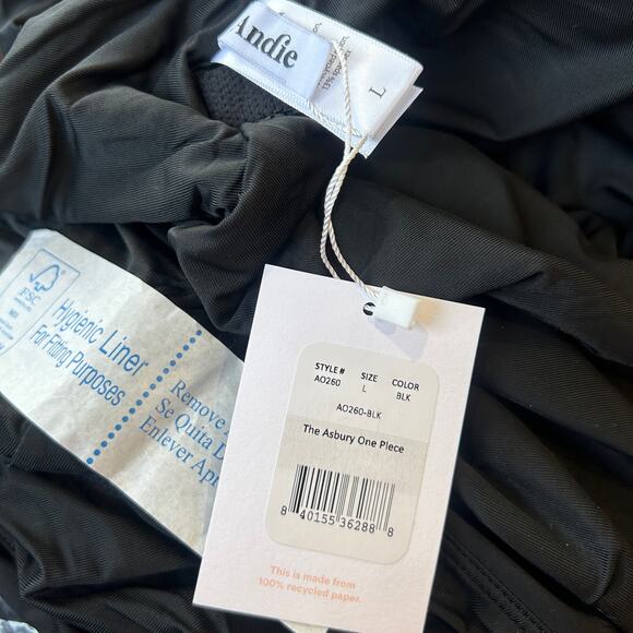 Andie The Asbury One Piece Large Black‎ Halter Style Backless Swim NWT - Picture 10 of 12